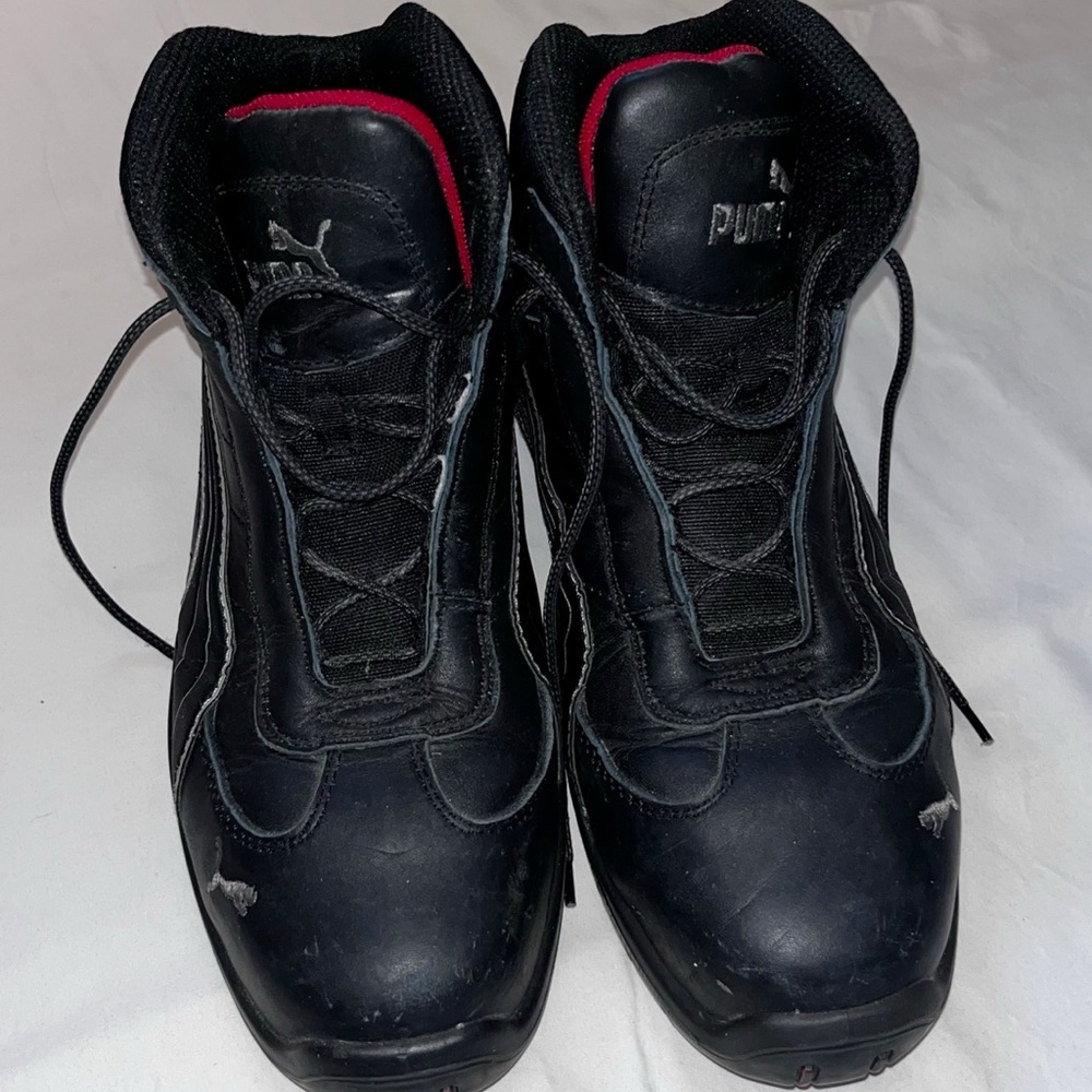 Puma Black and Red Sneakers steel toe